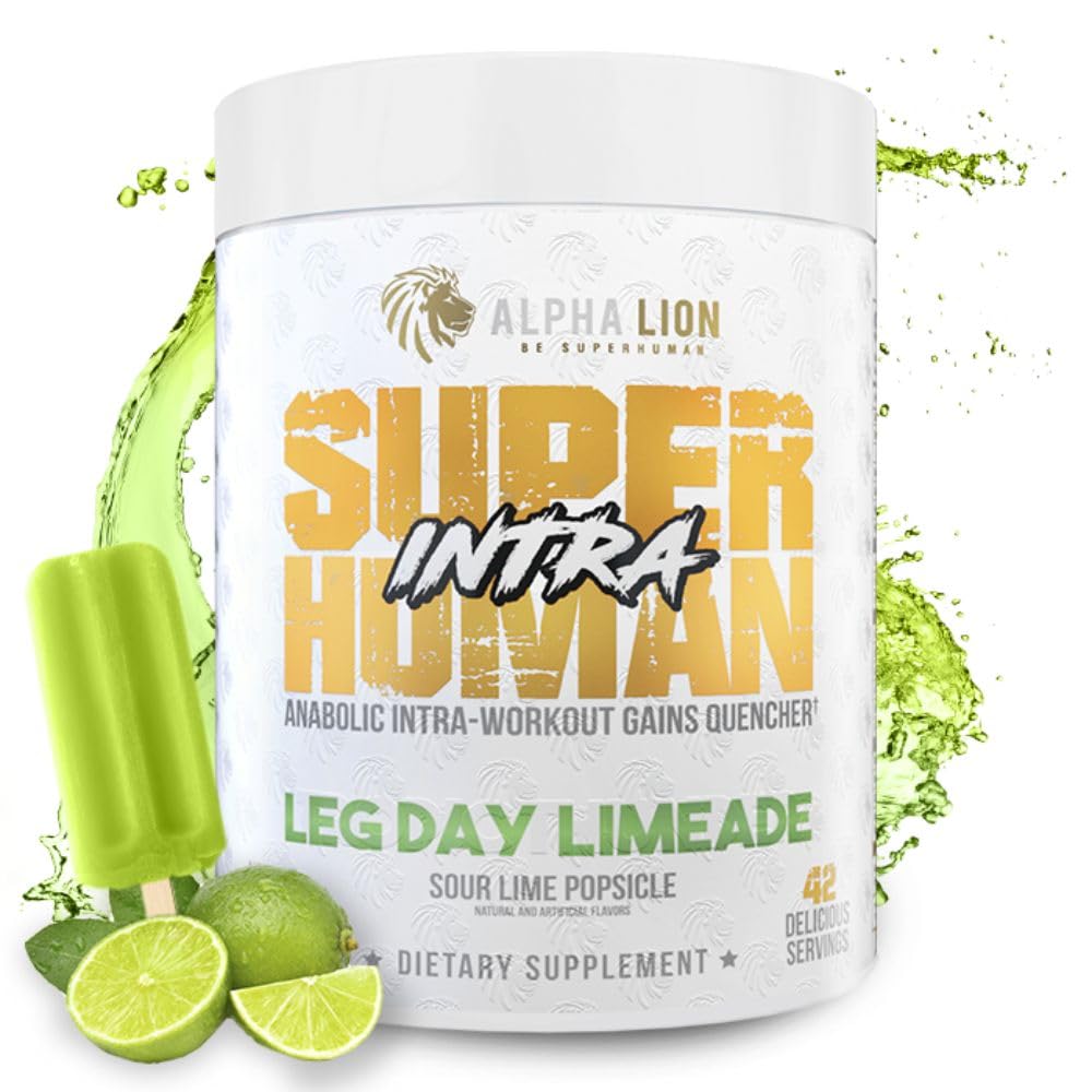 ALPHA LION Superhuman Intra Workout Pulver für Männer & Frauen, Aminosäuren Getränk, Muskel-Recovery Supplement, BCAA Pulver, Elektrolyte & Hydration Mix (42 Servierungen, Lime Flavor)