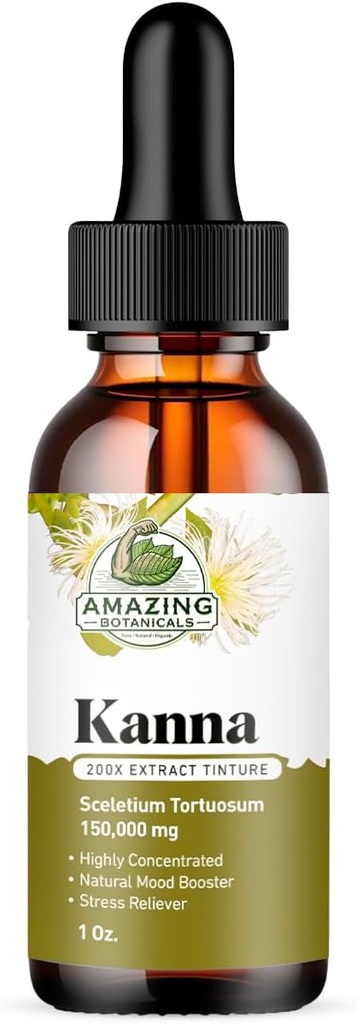 Erstaunliche Botanik Sceletium Tortuosum Kanna Extrakt Tincture 200x Menstrum – Liquid Supplement – 30ml (1oz)