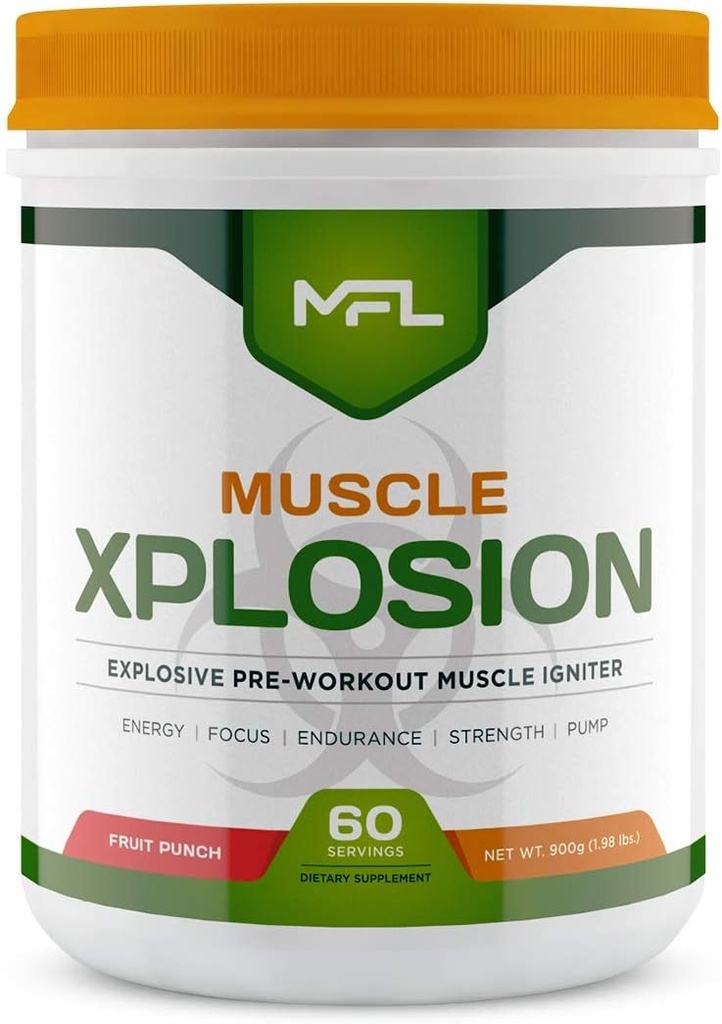 MFL Muscle Xplosion | Pre-Workout | 0 Zucker | Versüßt mit Stevia | All-Natural | 60 Servierungen (Fruit Punch)