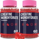Creatine Monohydrate Gummis für Damen und Herren, Kreatin mit Taurine & B6, Kaubare Creatina Pre Workout Gummis, Kreatin für Herren & Frauen - 2 Flaschen