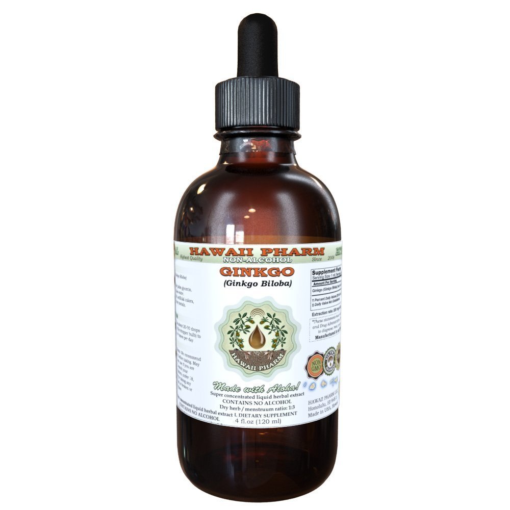 Ginkgo Alcohol-Free Liquid Extract, Organic Ginkgo (Ginkgo Biloba) Getrocknete Blatt Glycerite Hawaii Pharm natürliche Kräuterergänzung 4 oz