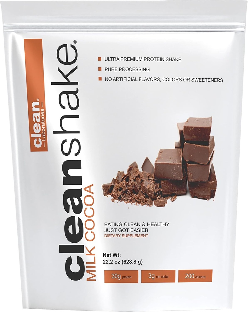 CleanShake Ultra-Premium Protein Shake. Clean Protein Powder Shake mit 21 organischen Inhaltsstoffen, 23 Vitaminen und Mineralstoffen und nicht-GMO und rGBH-freien Gras Fed Whey Protein. Informiertes Protein Certified.