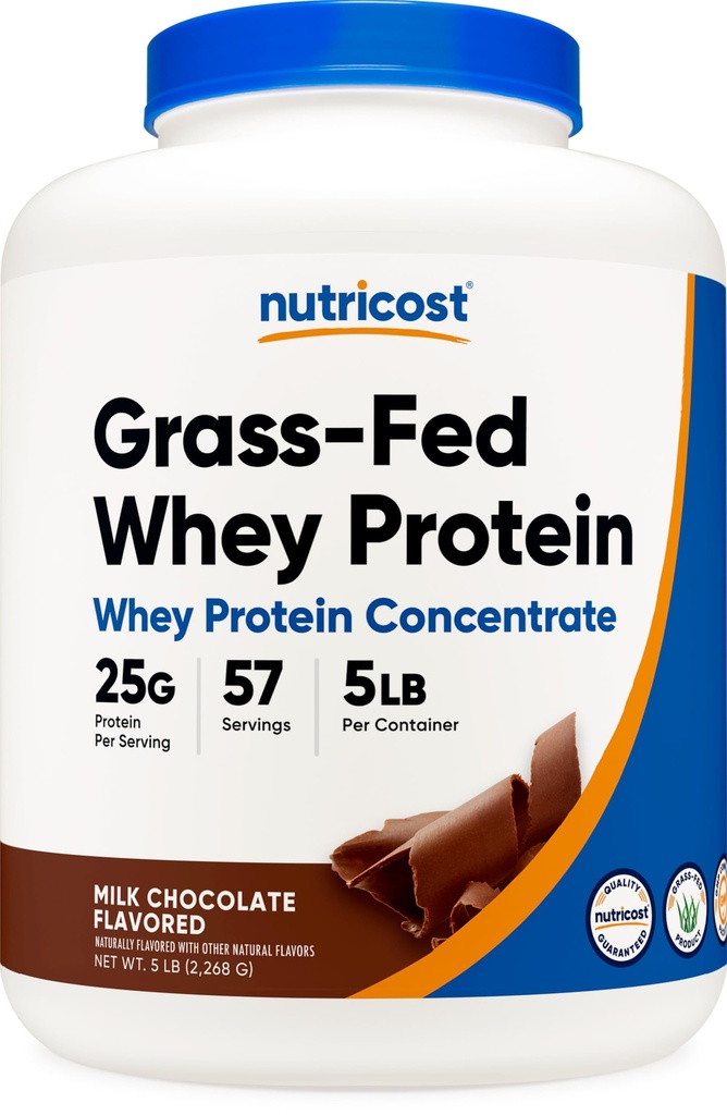 Nutricost Grass-Fed Whey Protein Konzentrat (Chocolate) 5LBS - Ungesättigt, Non-GMO, natürliche Aromen...