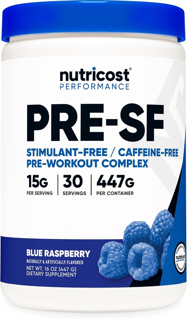 Nutricost Stimulant Free Pre-Workout, 30 Portionen (Blauer Himbeer) - Koffeinfrei, Non-GMO, Glutenfrei