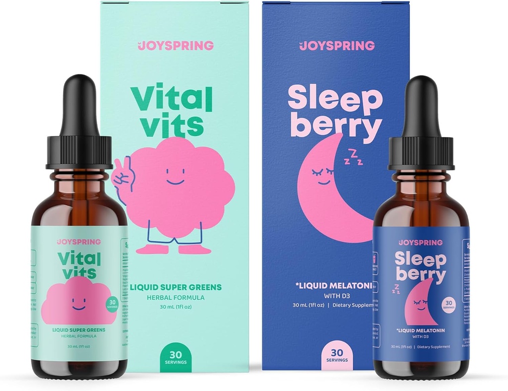 JoySpring Multivitamin & SleepBerry Bundle | Kids Vitamine & Minerals Natürlich Sourced, Non-GMO, Non-Alcoholic Liquid Formula, Immunität Health Support | Vegan & Vegetarische Ergänzungen