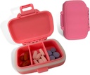 Travel Pill Organizer - Durable, Watertight Pill Case Travel Size with 3 Compartments - Compact Pill Travel Case for Vitamins, Supplements, Medicine - Travel Pill Container for Purse (Pink)