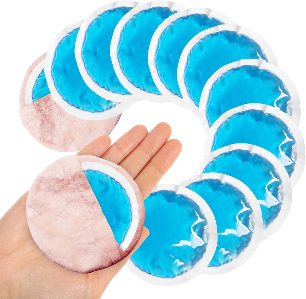 Small Round Ice Packs für Verletzungen, 12 Pack Soft Cosmetic Ice Packs für Gesicht, Wiederverwendbar Hot Cold Gel Pack Circular Cold Compress mit 2 Wrap für Schmerzlinderung, Toothaches, Brustchirurgie, Weisheit Zähne