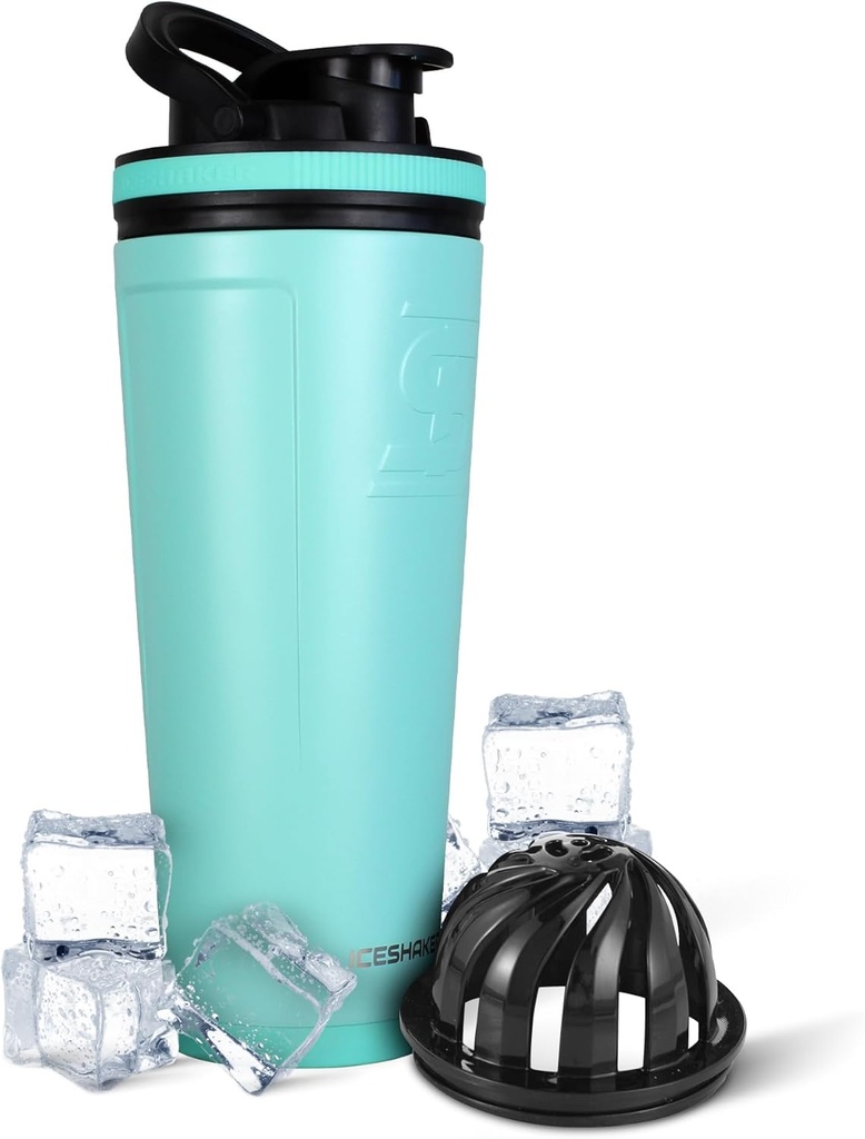 Ice Shaker Insulated Edelstahl Shaker Bottle | 36oz, Mint | Cold for 30+ Hours | Insulated Cup with Twist-on Agitator | Odor-Free Bottle for Protein Shakes, Water, Smoothies, Cocktails