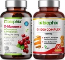 biophix D-Mannose Plus Cranberry Probiotics 1000 mg 120 Vcaps - Kostenlose Vitamin C-1000 30 Tabletten - Unterstützt Urinary Bladder Tract Gesundheit und Verdauung Wohlbefinden