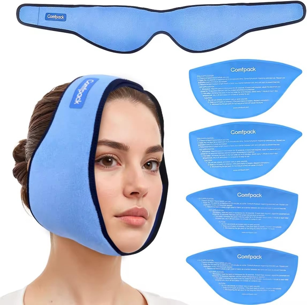 Ice Pack für Weisheit Teeth Entfernung mit 4 wiederverwendbaren heißen kalten Gel-Packs, Weisheit Teeth Ice Pack Head Wrap für Tonsillectomy, TMJ, Zahnextraktion, Jaw Pain, Oral Surgery, kosmetische Injektion