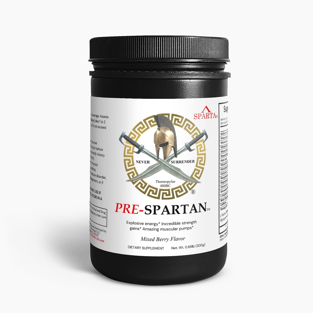 PRE-Spartan Workout Energy Drink Powder AAKG, Liefert Intensive Workout Energie, Fokus & Pumpen Sammeln Muskel L Citrulline Arginine 30 Portionen - Kraftstoff Ihr Spartan