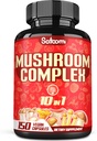 Satoomi 10in1 Pilz Complex Supplements - 5 Monate Versorgung - Blended with Lions Mane, Cordyceps, Reishi, Chaga, Maitake, Shitake & Others -Brain Support - 150 Kapseln