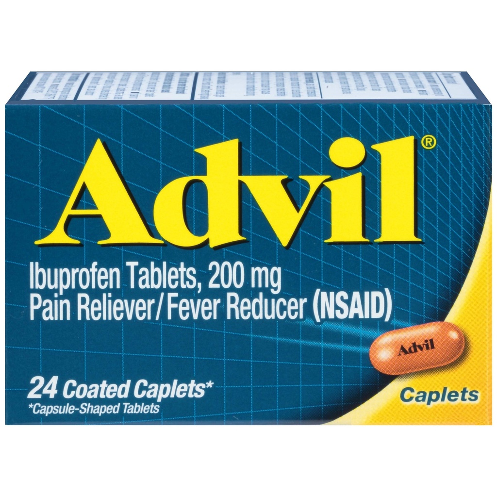 Advil Coated Caplets Pain Reliever und Fever Reducer Ibuprofen 200mg, 24 Count