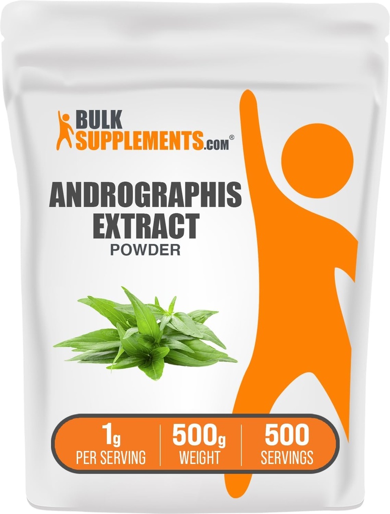 BulkSupplements.com Andrographis Extract Powder - Andrographis Paniculata, Kräuterergänzung - Glutenfrei, 1g pro Servierung, 500g (1.1 lbs) (Pack von 1)