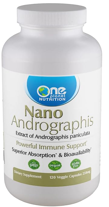One Planet Nutrition Nano Andrographis 500 mg Veggie Kapseln (120 Servietten), Andrographis paniculata Extract, Nano for Superior Absorption, unterstützt Gesamt-Wellness, Non-GMO, Vegan, Gluten-Free