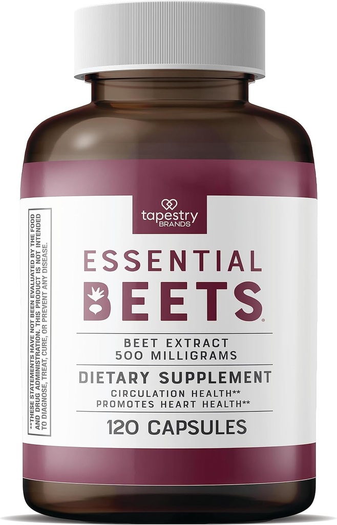 Essential Beets Nahrungsergänzung - Premium Beet Root Extract for Heart Health & Blood Pressure Support, Enhances Athletic Performance, 2-Month Supply, Vegan & Allergen-Free