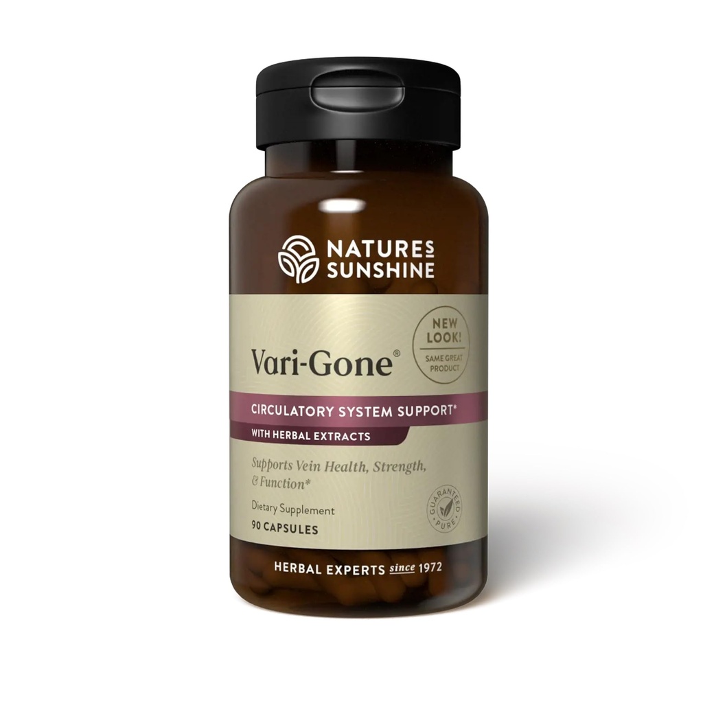 Nature's Sunshine Vari-Gone, 90 Kapseln, Varicose Vein Ergänzungen mit 7 Leistungsstarke Kräuter und Nährstoffe, die die Zirkulation für Vein Gesundheit, Stärke und Funktion unterstützen