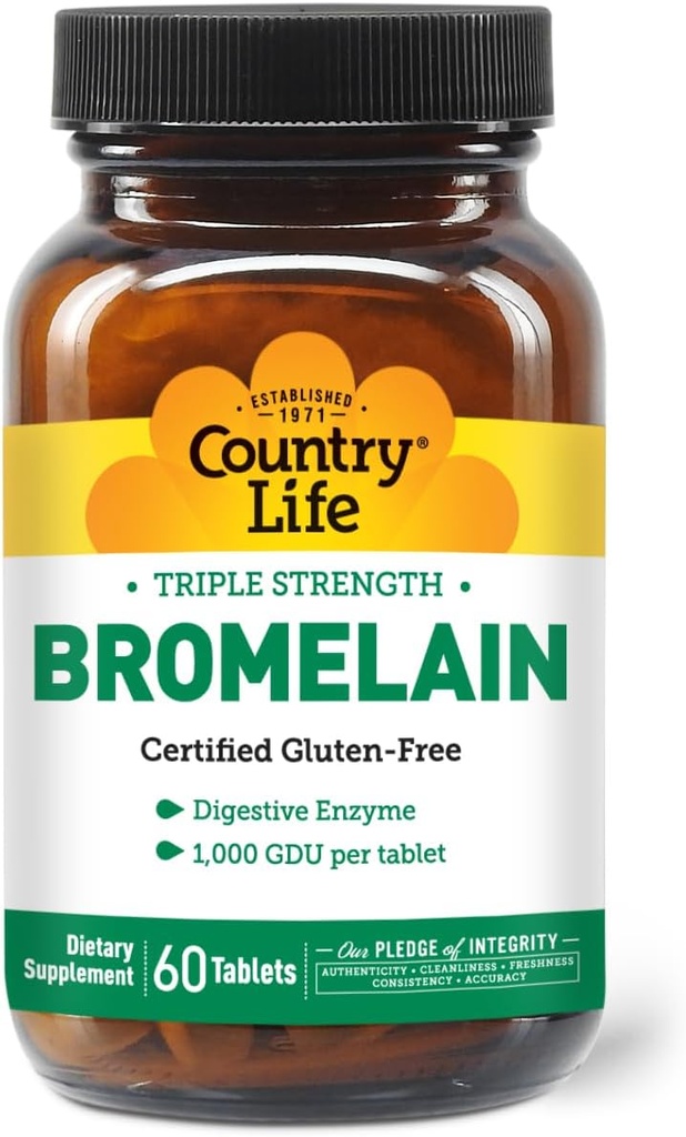 Country Life - Natürliche Bromelain, 500 mg, 60 Tabletten