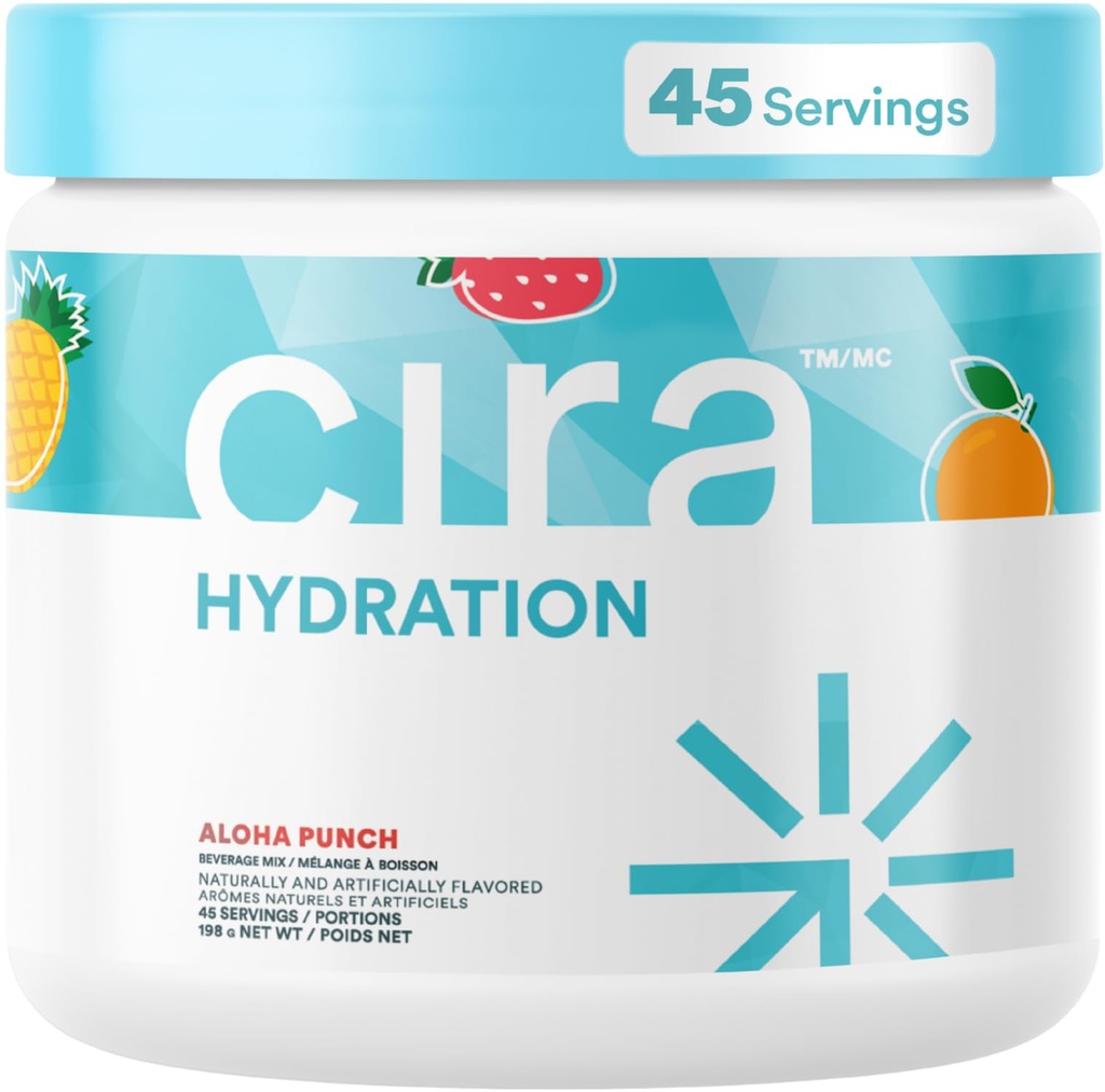 Cira Hydration Powder (45 Servierungen) - Elektrolyt-Getränk-Mix mit Himalaya Salz für Dehydration Relief und Erholung - Frucht-Punch