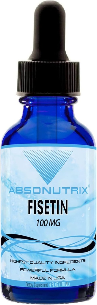 Absonutrix Fisetin 100 mg, 4 Oz Liquid, 200 Servierungen, Made in USA, Schnellabsorption, Qualität Potent Ingredients, Third-Party Tested, Non-GMO, GMP zertifiziert, Cruelty Free Products
