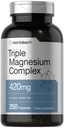 Horbäach Triple Magnesium Complex | 420 mg | 250 Kapseln | Non-GMO und Gluten freie Formel | Magnesiumoxid, Citrat und Aspartate Nahrungsergänzung