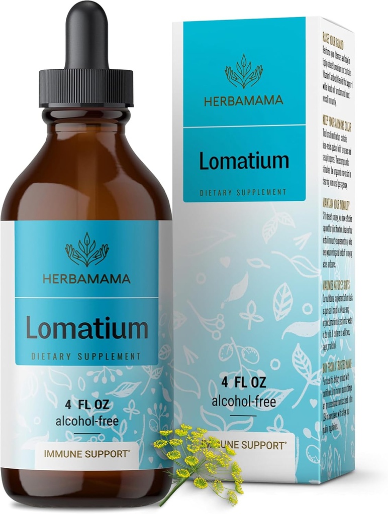 HERBAMA Lomatium Root Tincture - Vegan Lomatium Dissectum Extract für Lung Cleanse & Detox - Non-GMO, Alkohol & Sugar-Free Respiratory Lung Support Supplement, 56-Day Supply