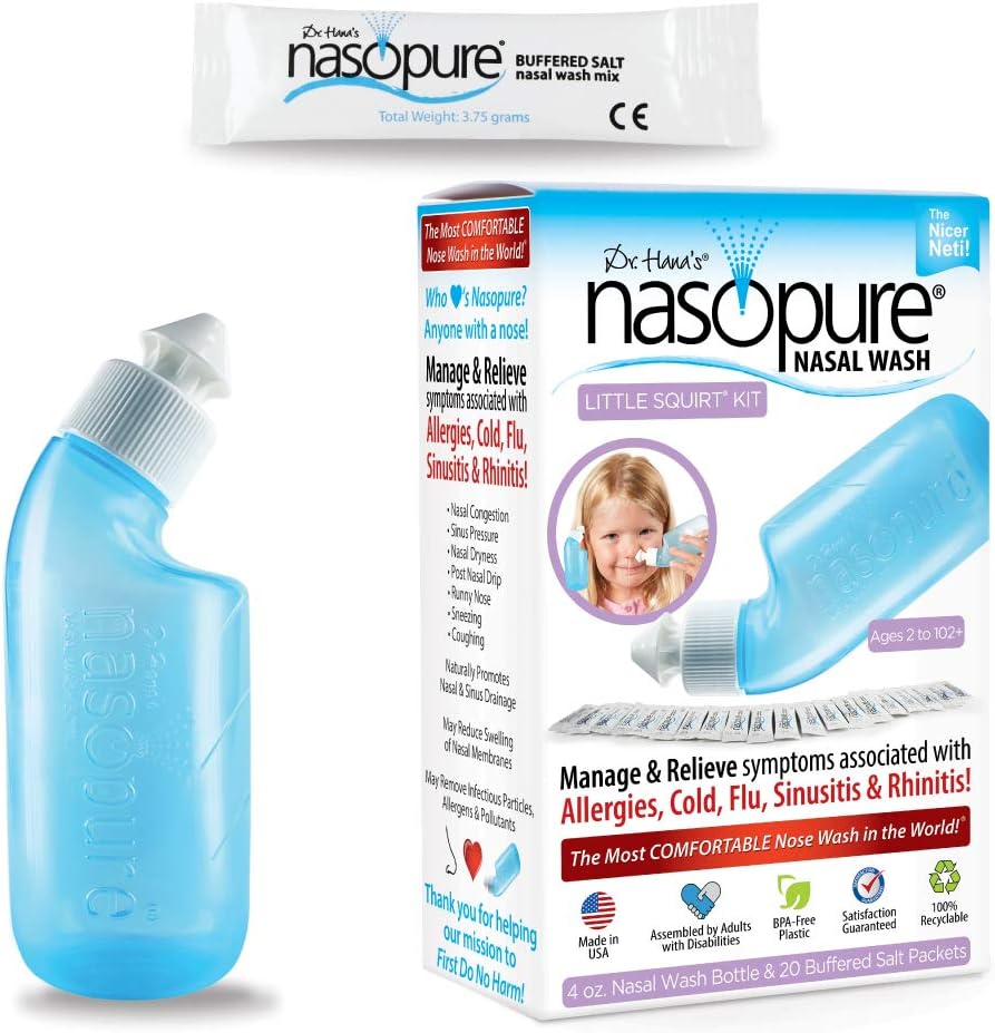 Nasopure Nasal Wash, Little Squirt Kit, “The Nicer Neti Pot” Sinus Wash Kit, Komfortable Nasal Rinse 4 Oz Bottle & 20 Salt Packets (3.75 Gr Jeder), Nasal Congestion, Kalt, Allergy, Nasal Irrigation