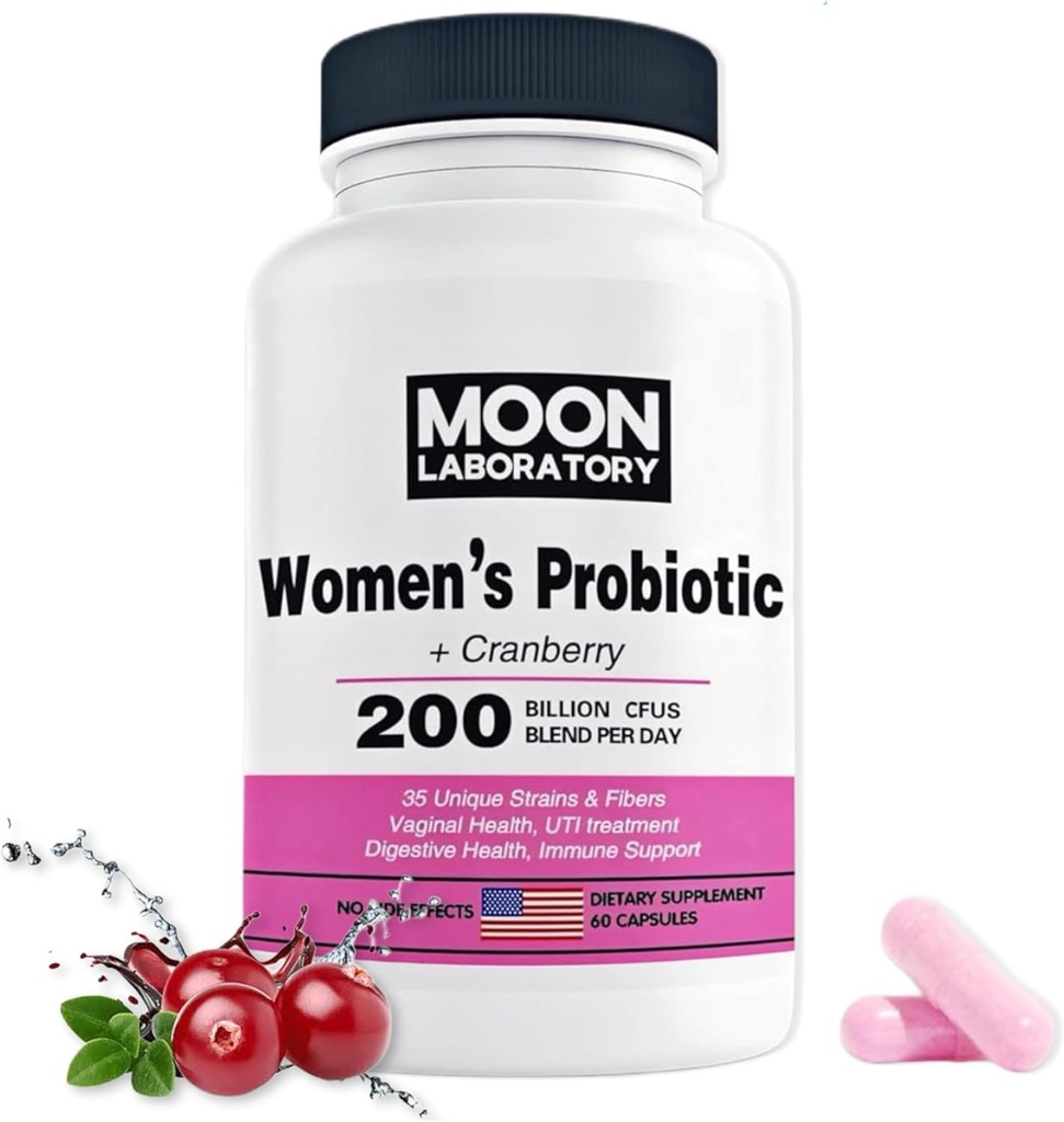 Frauen Probiotic & Prebiotic, 200 Billion CFUs, 35 einzigartige Strains & Fibers. PH Balance, Vaginal Health, UTI Behandlung, Verdauungsunterstützung, Immun-Boost. Mit Cranberry & D-Mannose. 60 Kapseln