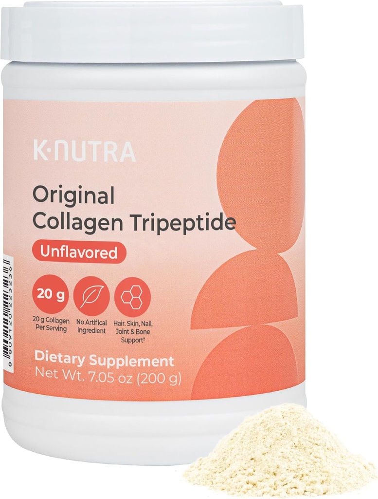 K-Nutra Original Collagen Tripeptide | 200g (7.05oz) | 100% reines Süßwasser Collagenpulver | 200X Absorption GPH | Hilft Haut Hydration, Haar- und Nagelgesundheit zu unterstützen