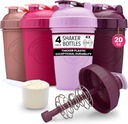 GOMOYO [4-Pack] 20-Ounce Shaker Bottle | Protein Shaker Bottle mit Action-Rod Wire Mixer | Shaker Cups sind BPA Free und Spülmaschine Safe | Rose, Plum, Raspberry, & Lavender