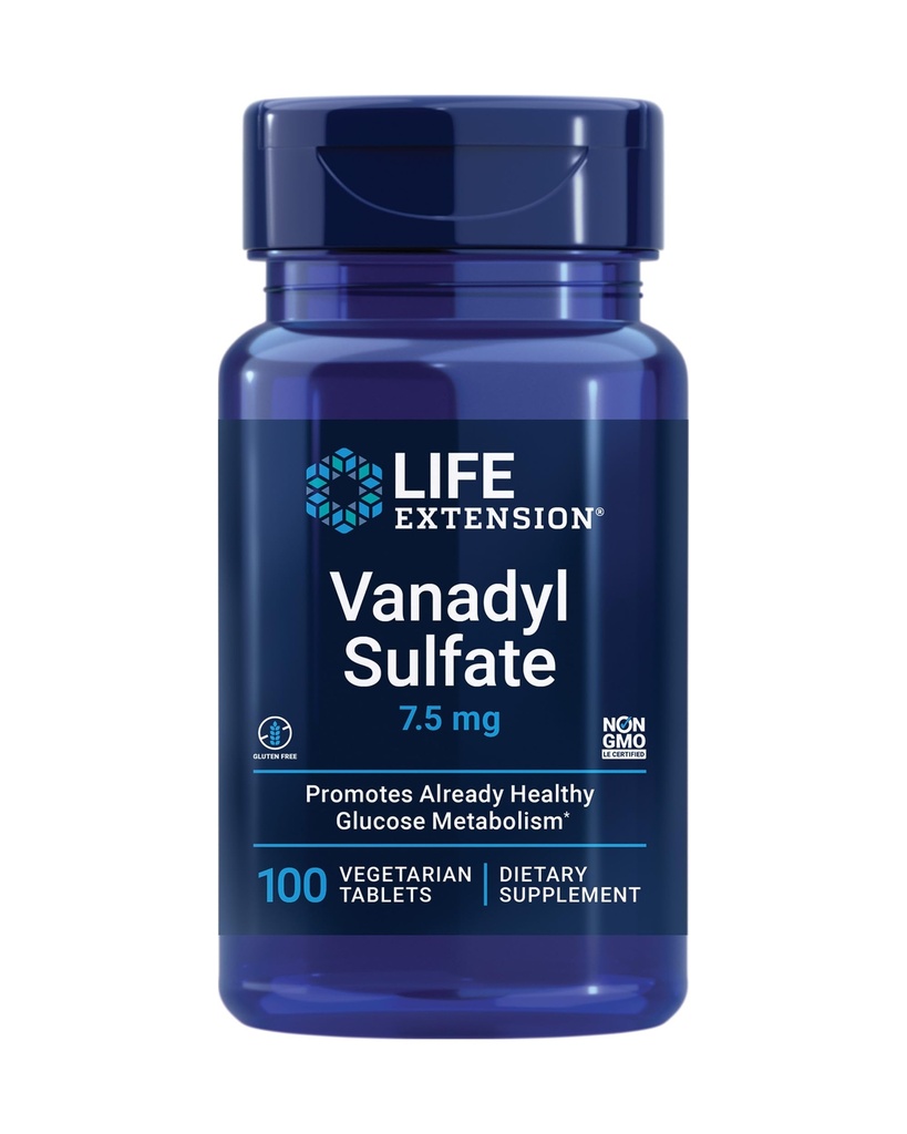 Lebensverlängerung Vanadyl Sulfat, Trace Mineral, Vanadium, Gesunde glykämische Balance, Gesunde Stoffwechsel, Hormonfunktion, Glutenfrei, Non-GMO, Vegetarisch – 100 Tabletten