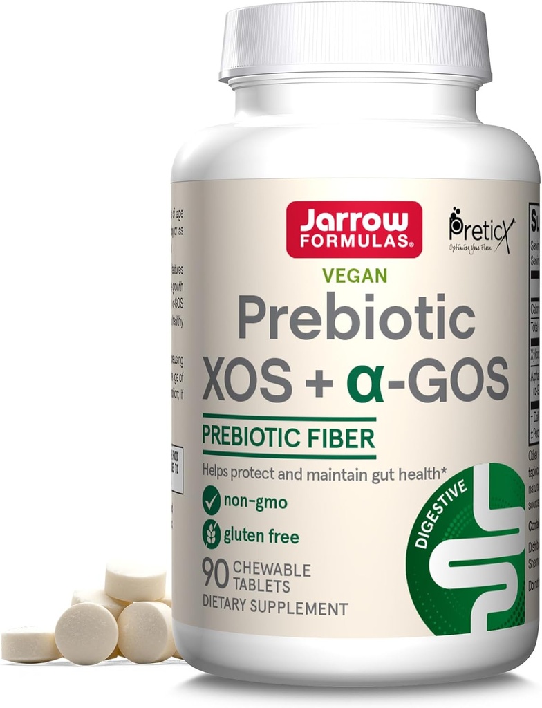 Jarrow Formulas Prebiotic XOS + GOS - Fiber Complex Supplement - 90 Chewable Tablets - Enriches & Nourishes Gut Microbiome - Unterstützt Wachstum der Beneficial Bacteria - 30 Servietten