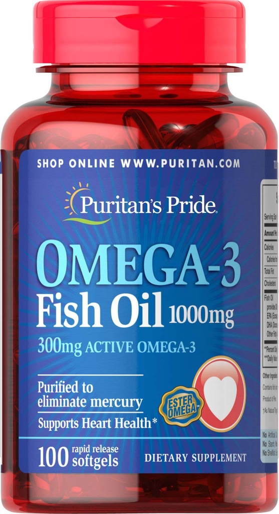 Puritaner Stolz Omega-3-Fischöl 1000 Mg, 100 Count