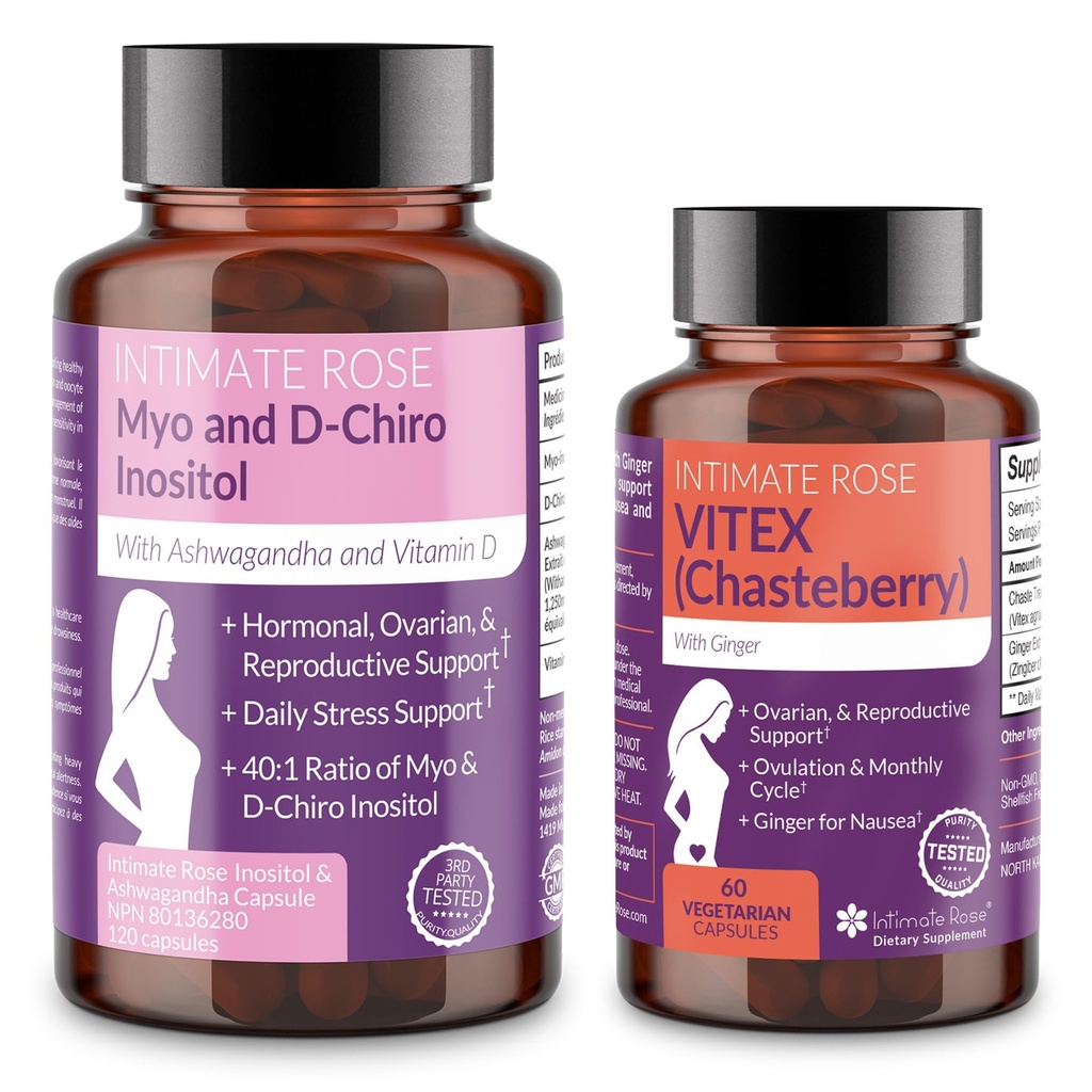 Intimate Rose Frauen Hormonal Balance Bundle – Myo-Inositol & D-Chiro Inositol + Vitex Chasteberry – Reproduktionsgesundheit & Menstrual Support Supplements