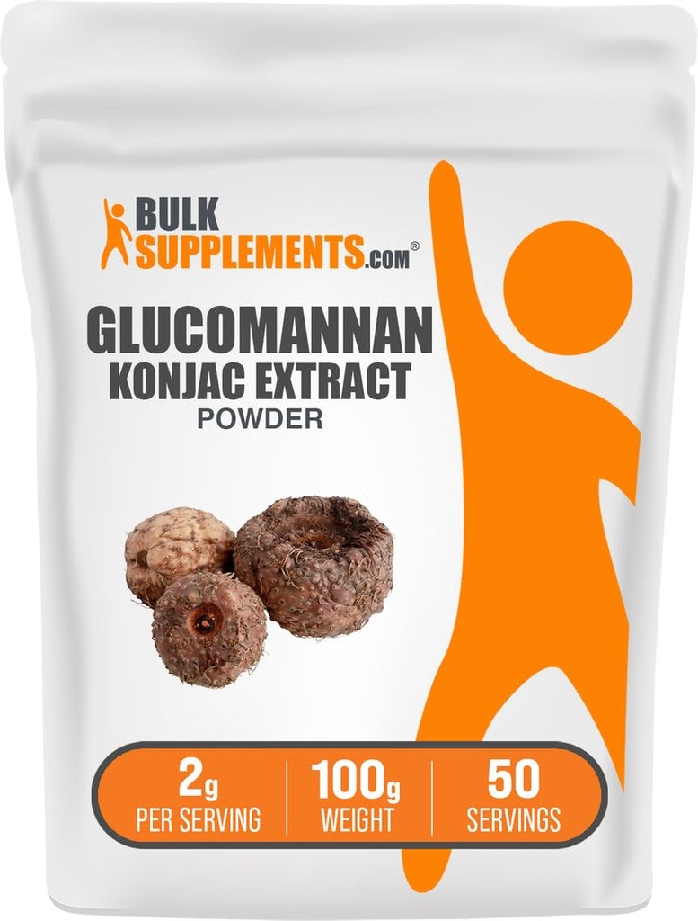 BulkSupplements.com Glucomannan Powder - from Konjac Root Extract Powder, Glucomannan Supplements - Gluten Free, 2g per Serving, 100g (3.5 oz) (Pack of 1)