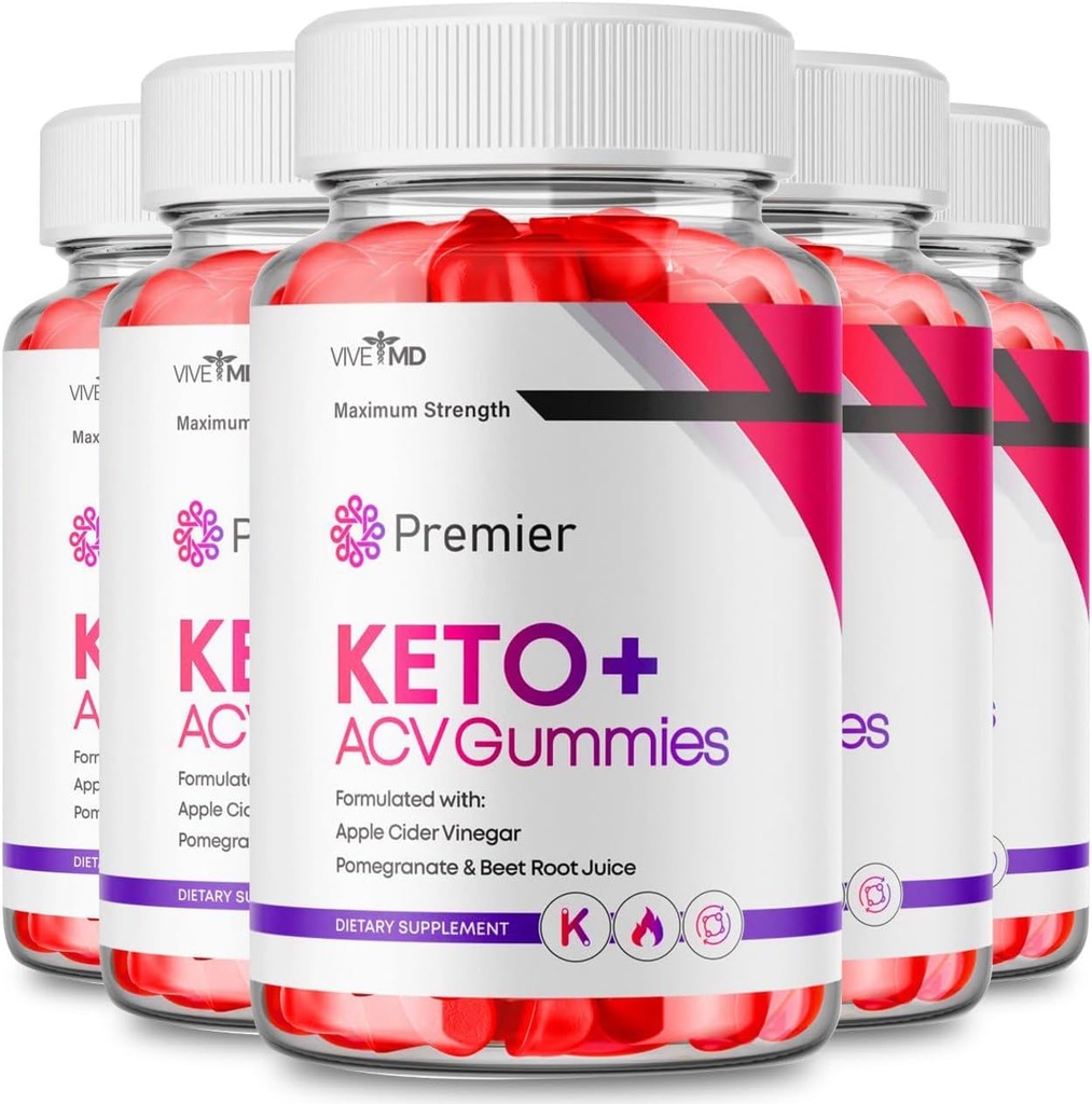 Premier Keto ACV Gummies - Offizielle Formel, Premier Keto Gummies Blast Plus für maximale Stärke mit Apple Cider Vinegar 1000MG, ACV Keto Premier Supplement Vitamin B12 Folate Beet Root (5 Pack)