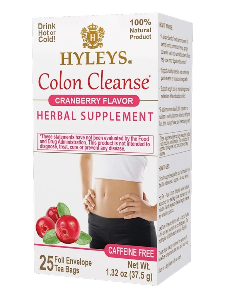 Hyleys Colon Cleanse Tee Cranberry Flavor - 25 Teebeutel (12 Pack - 300 Teebeutel insgesamt)