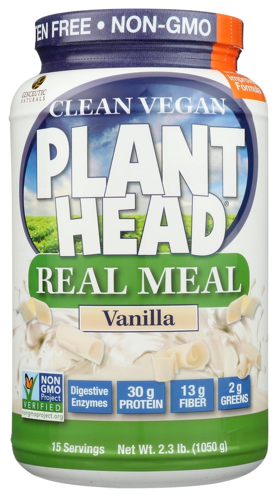 Plant Head Real Meal Organic Plant Based Protein Powder, Vanille - Vegan, Low Net Carbs, Non Dairy, Glutenfrei, Lactosefrei, Ohne Zucker Hinzugefügt, 2.3 Pfund