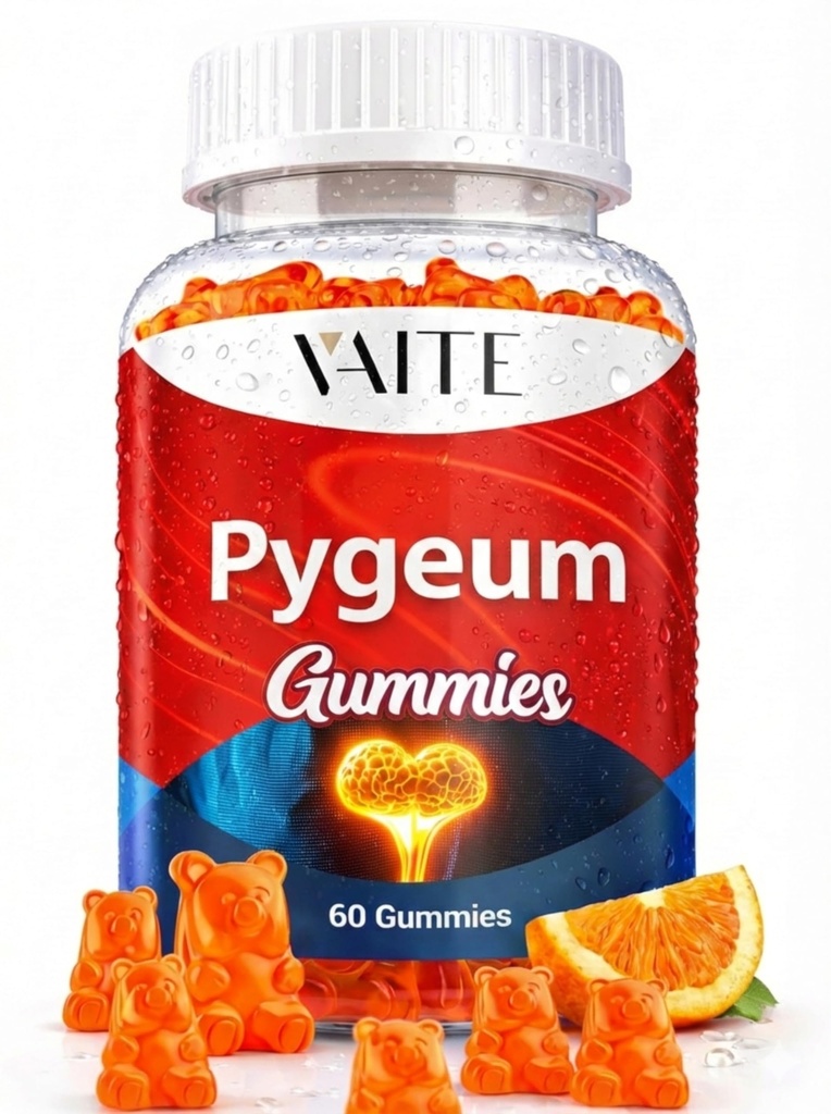 Pygeum Supplement Gummies 500mg - Vegan Chewables with Africanum Bark Extract, Pflanzenbasierte Ergänzungen für männliche, nicht-GMO Gluten-Free, Sugar-Free, Gelatin-Free, 60 Chews Gummy