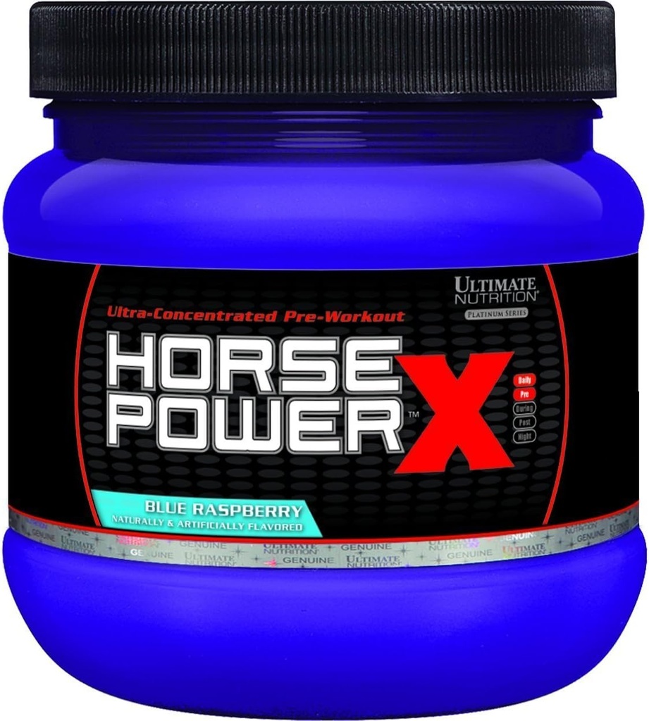 Ultimate Nutrition Horsepower X Advanced Preworkout Supplement mit Kreatin und Vitamin B12, 45 Portionen, Blau Himbeer