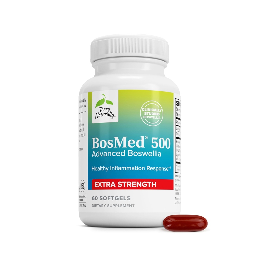 Terry Natürlich BosMed 500 - Boswellia Serrata Extract Supplement - Nahrungsergänzungsmittel für gesunde Lung Unterstützung - Kräuterergänzung Formel - 60 Softgels