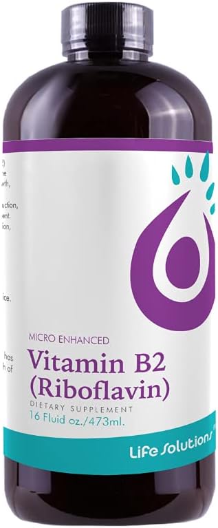 Life Solutions Vitamin B2 - Flüssige Nahrungsergänzung mit 50mg Riboflavin pro Servierung - Hochverfügbar, Apothekerformuliert, Rapid-Sorb-Technologie für effiziente Nährstoffaufnahme - 16 fl oz