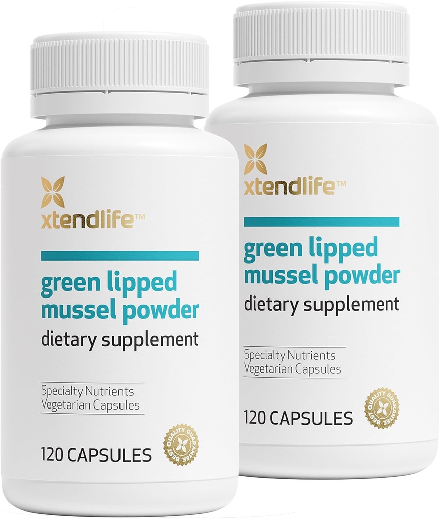 Xtendlife Green Lipped Mussel Powder - 2400mg Supplement mit Omega-3 Fettsäuren aus Neuseeland für Joint Health, 120 Kapseln (2 Pack)