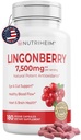 Lingonberry Powder 7500mg für Urinär Trakt, Blutzirkulation, Gut Gesundheit, Augengesundheit, Antioxidante Unterstützung - Pure 5:1 Ratio & 180 Veggie Capsules - Non-GMO, Glutenfrei, Vegan-Friendly Supplement