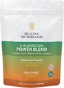 5 Pilze Power Bland, Bio-Pulver mit Lions Mane, Reishi, Cordyceps, Türkei Tail, Chaga. 100 Gramm