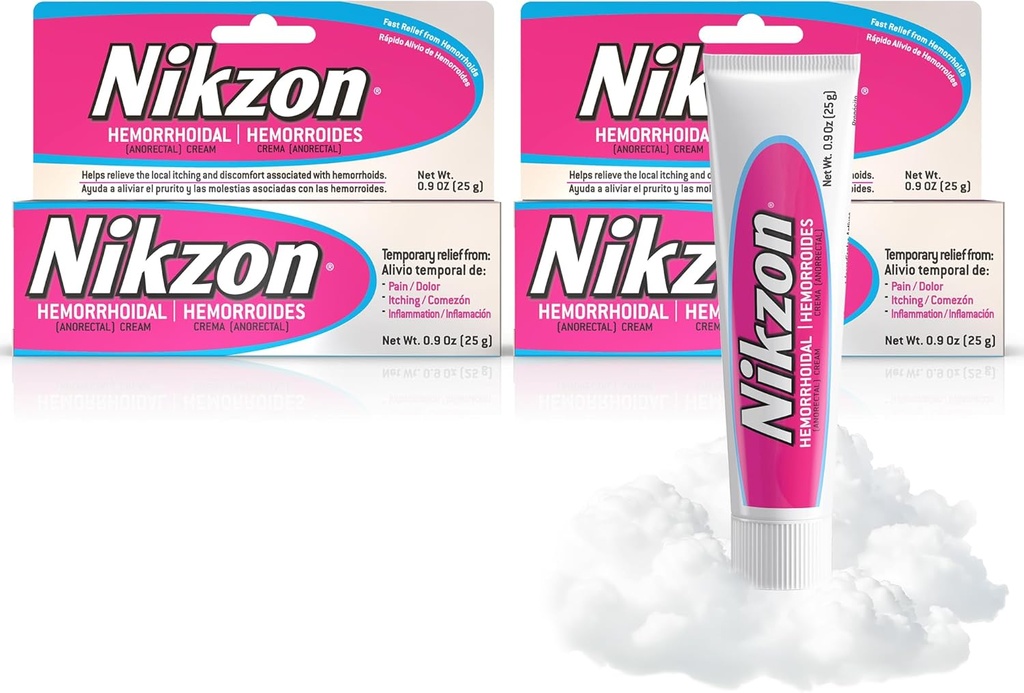 Nikzon Hemorrhoid Cream | Doppelwirkung für Schmerz & Schwellung, Numbs Irritated Anorectal Area, Wohltuende & Fast-Acting-Formel, Dual-Action Hämorrhoid-Behandlung, 0.9 Oz, 2-Pack