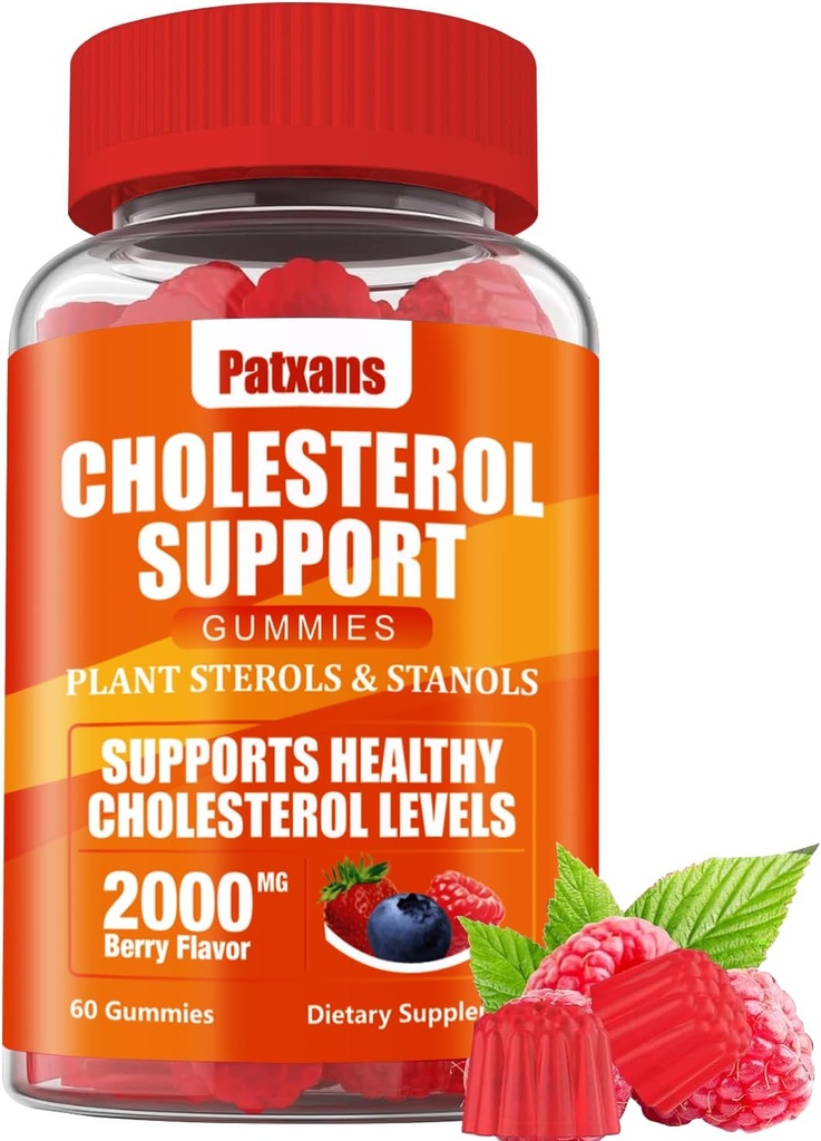 1 Pack Cholesterol Support Gummis, enthaltend 2000MG von Pflanzen Sterols & Sterols, Cholesterol Complex Gummies, Unterstützt gesunde Cholesterol Levels, Energieunterstützung, gemischte Berry Flavor, 60 Zähler