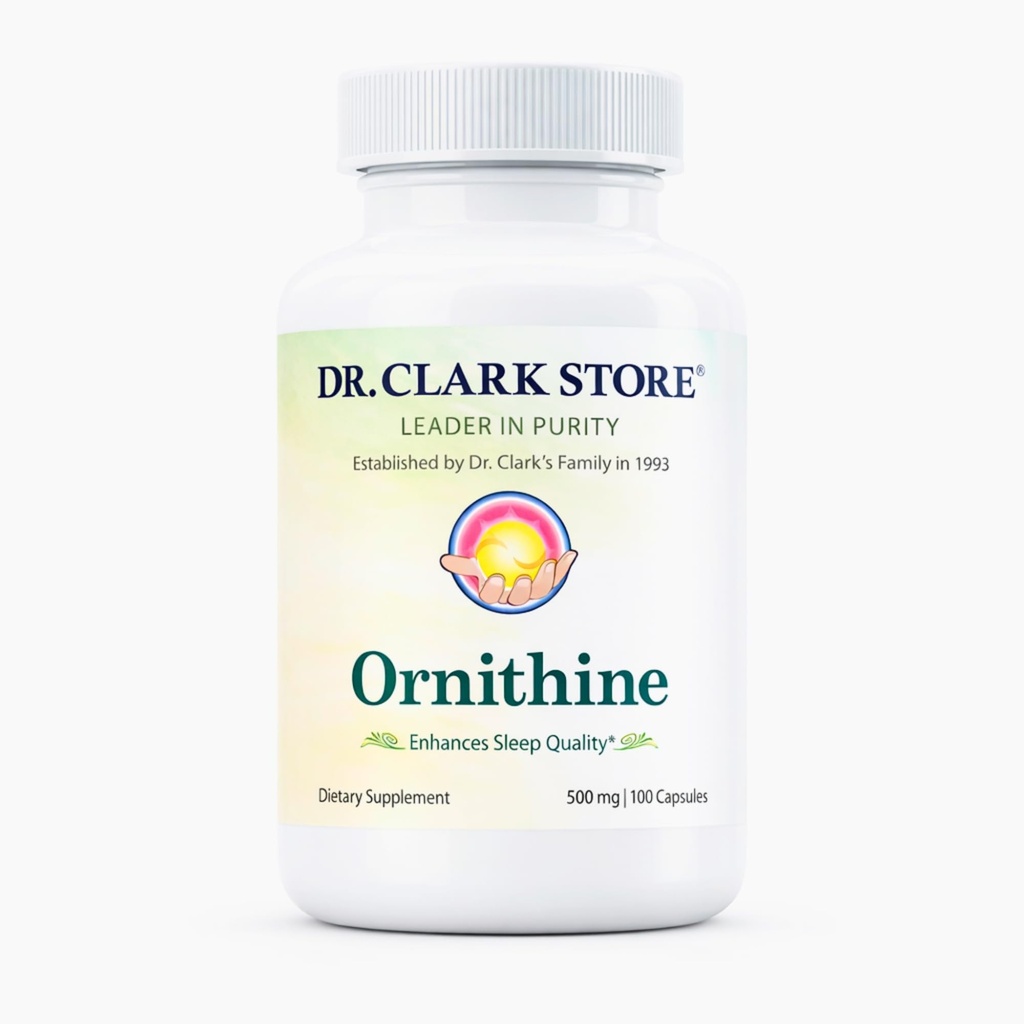 Dr Clark Ornithine Nahrungsergänzung - Glutenfrei, natürliche Schlafhilfe, fördert Proteinmetabolismus, Reinigung und Entgiftung, 500mg, 100 Gelatinekapseln
