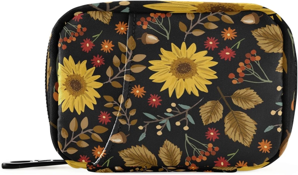 xigua Sonnenblume Pille Case 7-Day Reise Pille Organizer Box mit Reißverschluss Schließung für Vitamine, Medikamente und Ergänzungen