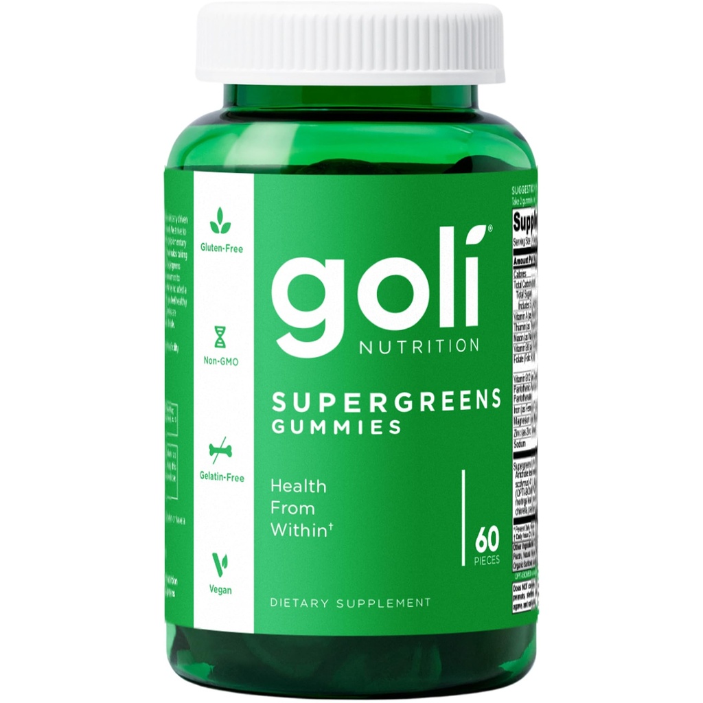 Goli SuperGreen Vitamin Gummy - 60 Graf - essentielle Vitamine und Mineralstoffe - Pflanzenbasiert, Vegan, Glutenfrei und Gelatinefrei - Gesundheit von innen, Packung von 1